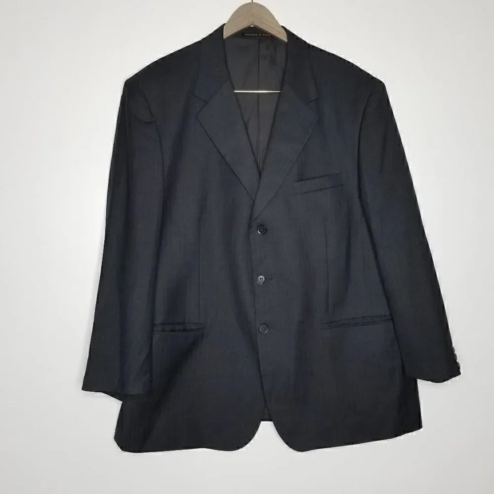Vinci Pinstripe Button Front Suit Jacket Black XL